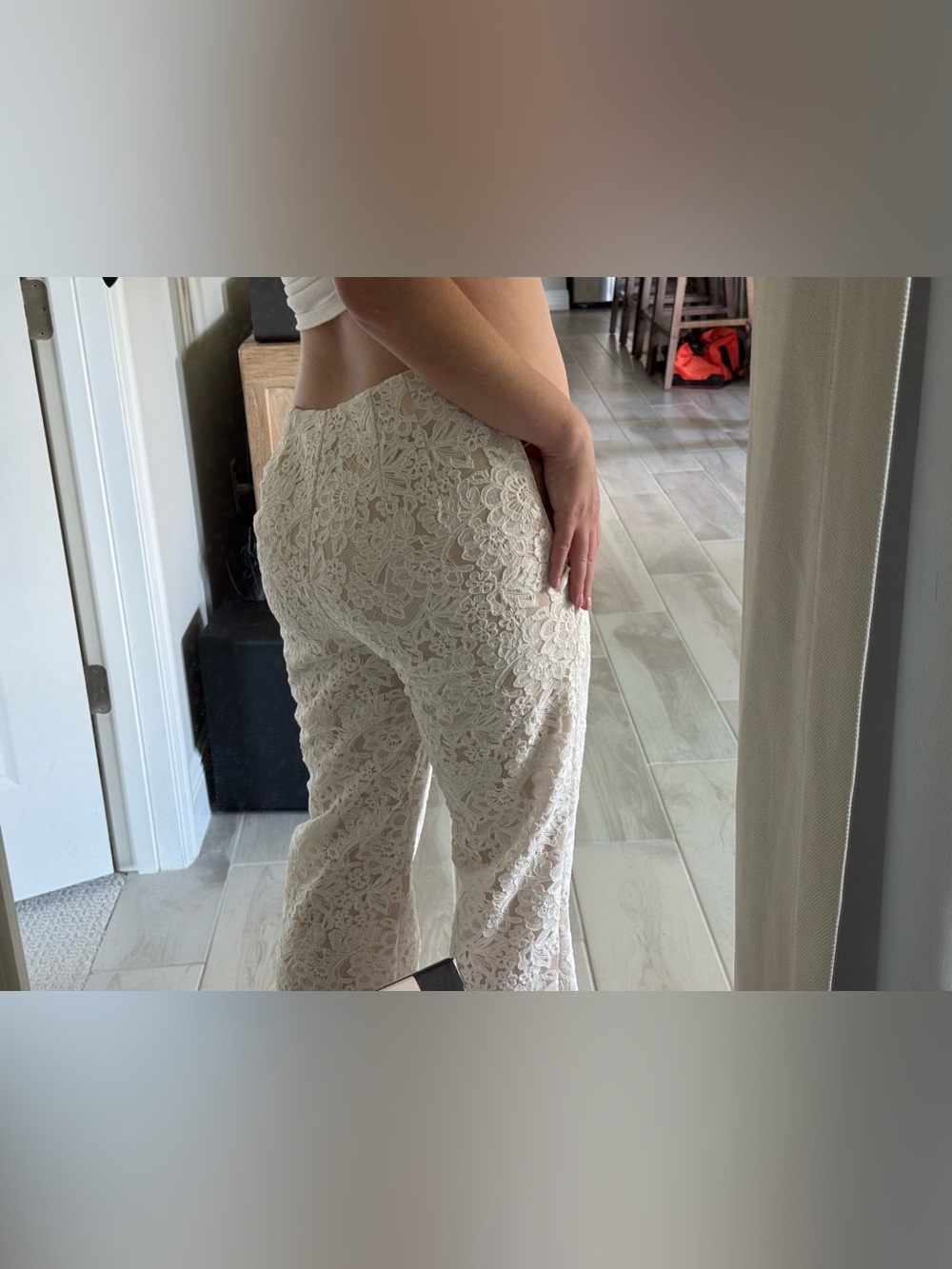 Muse by Marchesa Lace Wide-Leg Rue Pants in Ivory